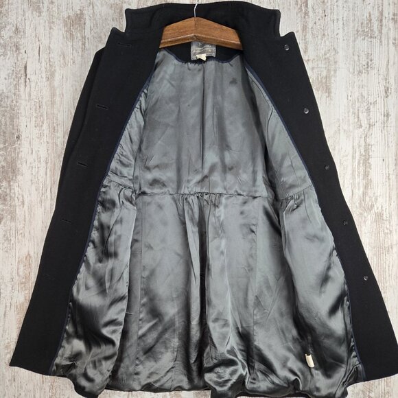 J Crew Womens Size 2 Factory Skirted Dress Coat Double Cloth Black Wool - Picture 3 of 9